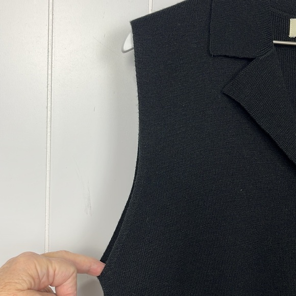 Appleseed’s Womens Vest M Black Notched Collar Button Up Side Slits Stretch EUC - Picture 4 of 10
